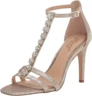 Jewel Badgley Mischka Women's Farida Heeled Sandal 11, Lt Gold Glitter