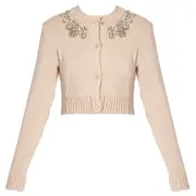 [Erdem] Cropped Button Down Long Sleeve Cardigan
