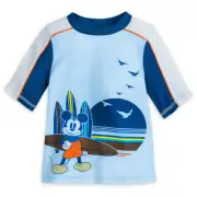 NWT Disney Store Mickey Mouse Rash Guard Top Swim Shirt Boy UPF 50+ 3,4,7/8