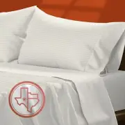 TEXAS LINEN CO. Egyptian Cotton Split King Stripe Sheet Set - 600 Thread Coun...