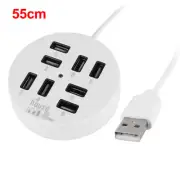 PC Laptop White LED Light 8 Ports USB 2.0 Hub Splitter Adapter Spare Parts