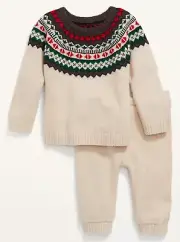 Old Navy Baby Fair Isle Sweater & Knit Pants Set Size 6-12 or 12-18 Months