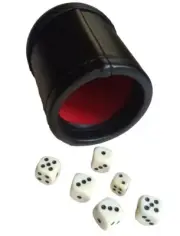Dice Cup Black Leather Stiched With Red Velvet Lining 6 Dice Game Thick 4" D&D