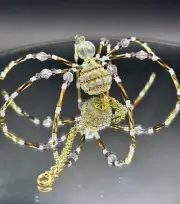 Handmade Beaded Metal Wire Hanging SPIDER Decoration For Halloween Or Christmas