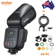 Godox V100C TTL Round Head Flash Speedlite for Canon + S2 Bracket + AK-R1 Set