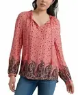 Lucky Brand Giselle Ruffle Peasant Top, Pink Multi, X-Large - Retail $89.50