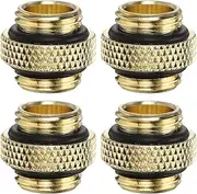 sourcing map 4pcs Water Cooling Adapter G1/4" Thread Male to Male Mini Extender Fitting Copper Water-Cooled Compression Fitting with O-Ring for Computer PC Water Cooling System, Gold