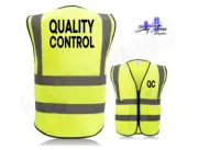 Quality Control QC Hi-Vis Safety Vest Yellow Black logo 2"reflective strips