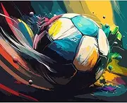 DIY Paint by Numbers,Colorful Soccer,Canvas Oil Painting Kit for Kids & Adults,16X20 inch Drawing Paintwork Acrylic Pigment,for Boys Room Wall Decor Sports Decor for Boys Bedroom Frameless