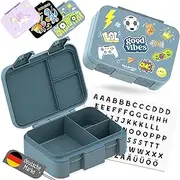 Bento Box Compact, BPA-Free Children's Lunch Box for School and Nursery, Leak-Proof Lunch Box for Girls and Boys, Practical, Lightweight and Compact (Sticker Blue, 650 ml)