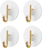 Adhesive Hooks,4 Pcs Hooks Self Adhesive from Waterproof Strong Bonding Power Sticky Hooks for Hanging Coat Cloth Towel Key,Multi-Purpose Hanging Hooks for Bathroom,Kitchen Without Nails (White)