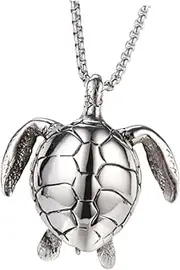 [BESPORTBLE] Titanium Steel Turtle Pendant Necklace for Women Charm Jewelry Sea Turtle Choker Necklace
