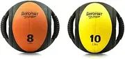 Aeromat Sportime 8 lb Dual Grip Power Medicine Ball, Orange/Black with Aeromat Dual Grip Power Medicine Ball, 9cm/10-Pound, Black/Yellow