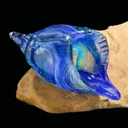 Hand Blown Sculpture Large Glass Conch Sea Shells Home Office Bookshelf Decors