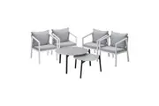 Livsip 6PCS Outdoor Patio Setting Furniture Lounge Grey 70cm Coffee Table Set