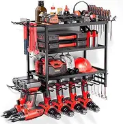 4-Layer Power Tool Organizer, Wall Mount Garage Storage, Heavy Duty Drill Holder