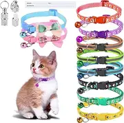 Simpeak Cat Collar with Bell, Adjustable Reflective Kitten Collar with Bow Tie, Anti Strangulation Puppy Collar with Bell and 2 Anti-Lost Tag Pendant (10P)