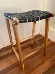 Two Coco Unika Eric Barstools Hand made. New beautiful timber leather