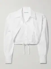 [T BY ALEXANDER WANG] T BY ALEXANDER WANG - Cropped Layered Cotton-poplin Shirt - White - small small White