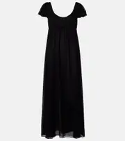 [Chloe] Chloé Silk point d'esprit maxi dress AU 10 black
