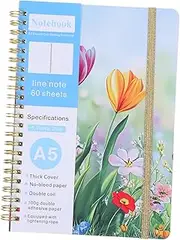 Homoyoyo Floral Hardback Notebook: A5 Journal With Spiral Binding - 60 Lined Pages No-bleed Paper For Smooth Writing - Portable Daily Planner With Elastic Closure