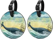 [WOSHJIUK] 2-Pc,Luggage Tags for Suitcases,Travel Tags for Luggage,Whale and Moon Ocean