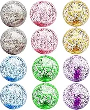 Inflatable Beach Balls Bulk Jumbo 16" Glitters Pool Toys Balls for Pool, Beach, Summer Pool Party - Swimming Pool Game Water Beach Toys Kid Party Favor Luau Decorations Blow Up Beach Ball (12 Pack)