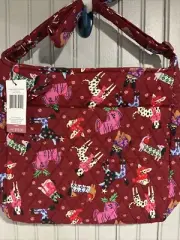 VERA BRADLEY XL Crossbody Holiday Hounds Christmas Dogs Purse Bag $95