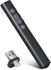 USB-A/USB-C Presentation Clicker for PowerPoint Presentations Pointer, Wireless Presenter Remote, Google Slide Advancer Projector Smart Board Slideshow PPT Clicker for Mac/Laptop/Computer/Office