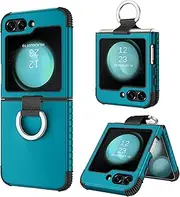 [GaoBao] for Samsung Galaxy Z Flip 5 5G Case, Galaxy Z Flip 5 Case, Heavy Duty 2 in 1 Full Body Rugged Shockproof Protective Case Women Girls with Ring for Samsung Galaxy Z Flip5 5G 2023-Blue/Black
