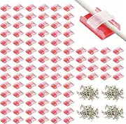 100PCS Led Light Clips, Led Light Strip Clips, Led Strip Holder with Self-Adhesive Tape and Screws, 0.39in Cable Clips, Office Desk Accessories (Red)