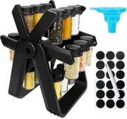 Rotating Ferris Wheel Spice Rack Set, Equipped With 18 Glass black