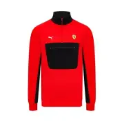 Ferrari Mens Fanwear 1/4 Zip Sweat - Red