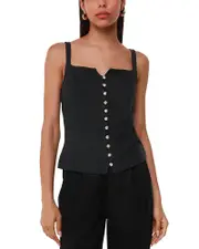 Whistles Ribbed Button Front Top