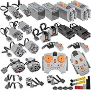 Cobers 44Pcs Power-Function Kits Set M/L/XL Servo-Train-Motor-Set Compatible with Major Brand Technic-Parts Pieces IR Receiver Adjustable Speed Remote-Control AA/AAA Battery Box Light Switch