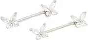 [Lovisa] Surgical Steel Butterfly Double Nipple Piercing | Premium PVD Plated on Surgical Steel | Hypoallergenic | On Trend Designs, One Size, metal, cubic-zirconia