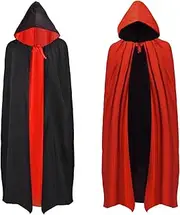 59'' Vampire Cape Unisex Dracula Cape with Tattoo Scar Reversible Vampire Costume Women Men Vampire Cloak Red and Black Cape for Halloween Vampire Cosplay Costume Dress Up Theme Party