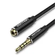 Vention BHCBH 3.5mm TRRS Male to 3.5mm Female Extension Cable - 2m - Black Cotton braided - Aluminum Alloy [BHCBH]