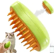 Spray Cat Brush for Shedding, Cat Steam Brush, Steamy Cat Brush with Leave-On Essence, Cat Steamy Brush for Cat, Multifunctional Cat Steamer Brush, Cat Steam Brush Self Cleaning 4.5×2.6×2.4 Inch (Green)