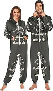 [Joisal] Snowman with Mushrooms Adult Onesies Pajamas with Pocket One Piece Costume, Christmas Pjs Small
