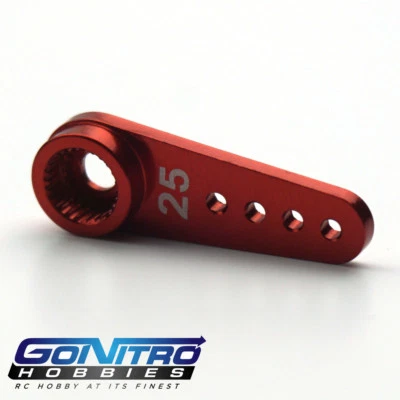 Go Nitro Hobbies 25T Small Aluminum One Way Servo Arm Red Futaba / Savox