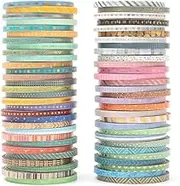 YUBX 60 Rolls Skinny Washi Tape Set Gold Foil Decorative Tapes for DIY Craft, Bullet Journals, Planners, Gift Wrapping, Scrapbooking