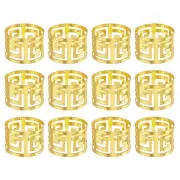 Metal Napkin Rings, 12pcs Hollow Table Napkin Ring Holder Buckle, Gold