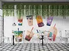 3D Bubble Tea Shop Background Wallpaper Wall Murals Removable Wallpaper 49