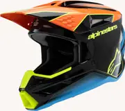 Alpinestars SM3 Fray Youth Motocross Helmet, black-blue-yellow, Size M Black Blue Yellow