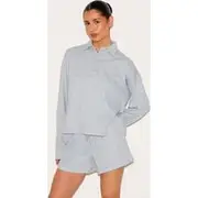 Tall Grey Marl Loopback Oversized Polo Detail Sweatshirt, Grey Marl