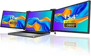 15.4 Inch Triple Laptop Monitor Extender, FHD 1080P IPS Portable Laptop Monitor Extender Support Type C Charging for Win for OS X, Triple Screen Extender for 15.6 to 17.3in Laptop (Black)