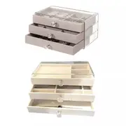 Three Layer Flannel Jewelry Storage Box Dustproof Drawer Organizer for Earrings