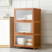 Free Standing Bakers Rack,Kitchen Storage Cabinet with Flip Door,Wooden Buffet Sideboard,Microwave Cabinet, Nan Bamboo,Kitchen Storage Shelf, for Spices,Dishes, Pots and Pans (Size : 80x42x106cm)