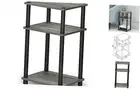Just 3-Tier Turn-N-Tube End Table 1-Pack, Plastic Poles French Oak Grey/Black